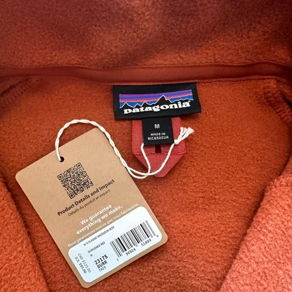 Patagonia NWT Women’s Classic Microdini Fleece Vest Burnished Red Size M - Picture 4 of 5